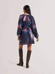 Ted Baker Blue Alte Printed Belted Mini Dress - Image 2 of 5
