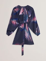 Ted Baker Blue Alte Printed Belted Mini Dress - Image 5 of 5