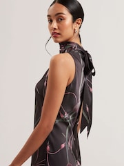 Ted Baker Black Antua Printed Cowl Neck Midi Slip Dress - Image 2 of 5