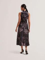 Ted Baker Black Antua Printed Cowl Neck Midi Slip Dress - Image 3 of 5