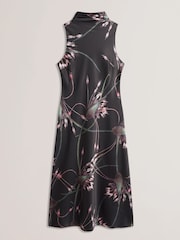 Ted Baker Black Antua Printed Cowl Neck Midi Slip Dress - Image 4 of 5