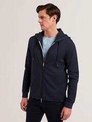Ted Baker Druski Hoodie mit Zwei-Wege-Reißverschluss und Fischgrätenmuster - Bild 1 von 6
