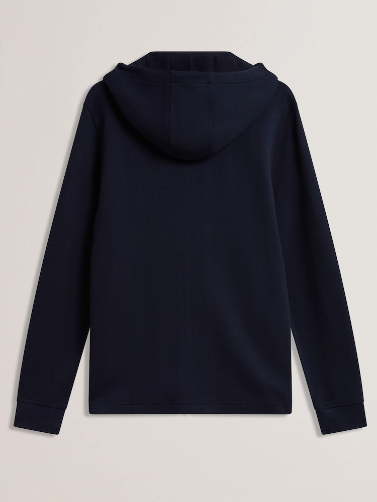 Ted Baker Druski Hoodie mit Zwei-Wege-Reißverschluss und Fischgrätenmuster - Bild 6 von 6