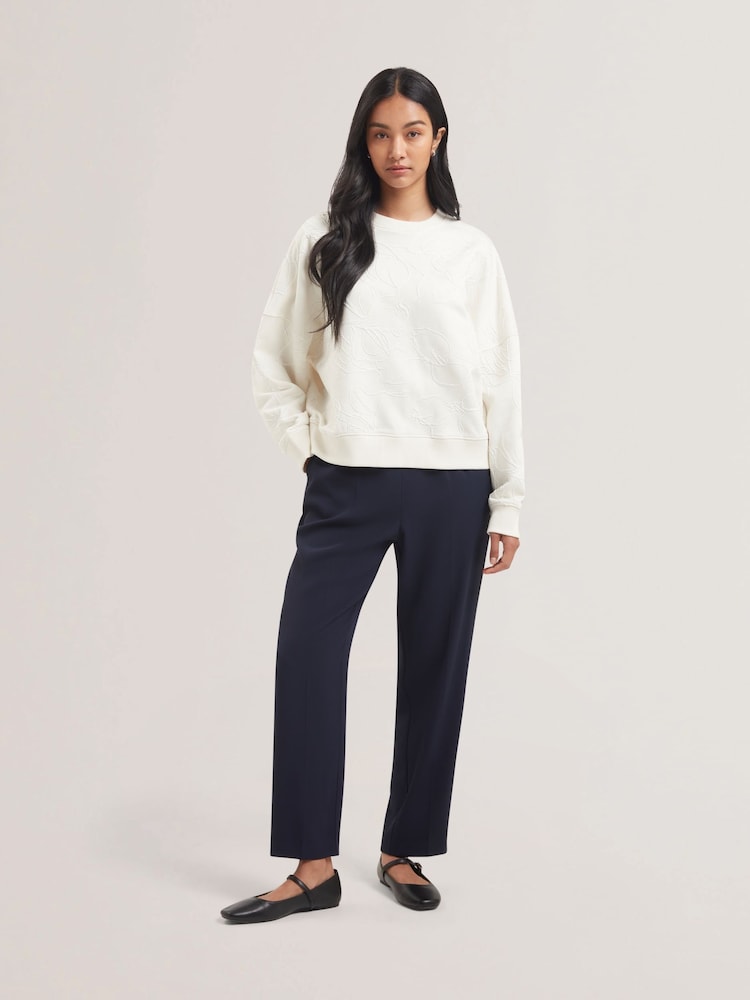 Ted Baker Cream Jjosiee Floral Embroidered Long Sleeve Sweatshirt - Image 1 of 6