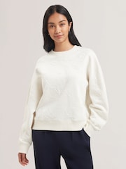 Ted Baker Cream Jjosiee Floral Embroidered Long Sleeve Sweatshirt - Image 2 of 6