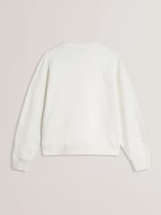 Ted Baker Cream Jjosiee Floral Embroidered Long Sleeve Sweatshirt - Image 6 of 6