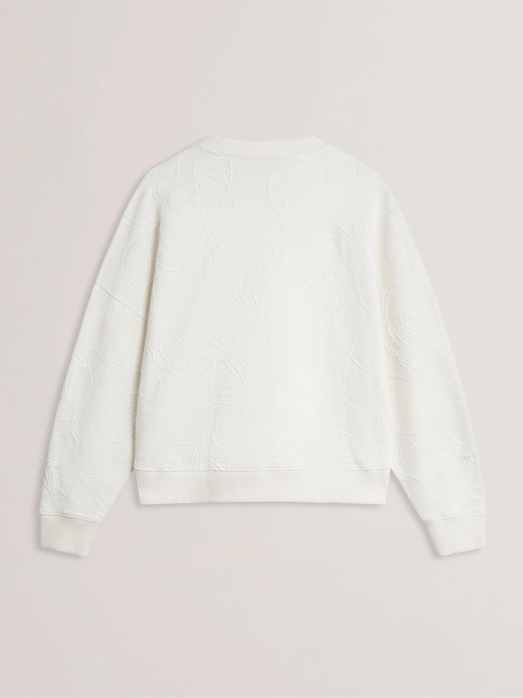 Ted Baker Cream Jjosiee Floral Embroidered Long Sleeve Sweatshirt - Image 6 of 6