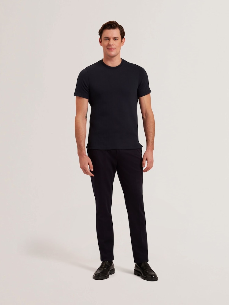 Ted Baker Blue Ontso Short Sleeve Regular Herringbone T-Shirt - Image 1 of 5 Ted Baker Blue Ontso Short Sleeve Regular Herringbone T-Shirt - Image 1 of 5