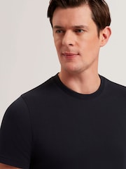 Ted Baker Blue Ontso Short Sleeve Regular Herringbone T-Shirt - Image 3 of 5