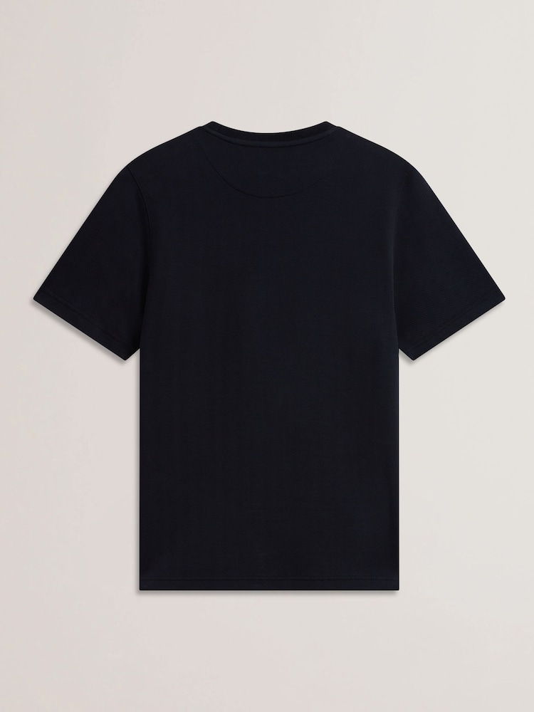 Ted Baker Blue Ontso Short Sleeve Regular Herringbone T-Shirt - Image 5 of 5