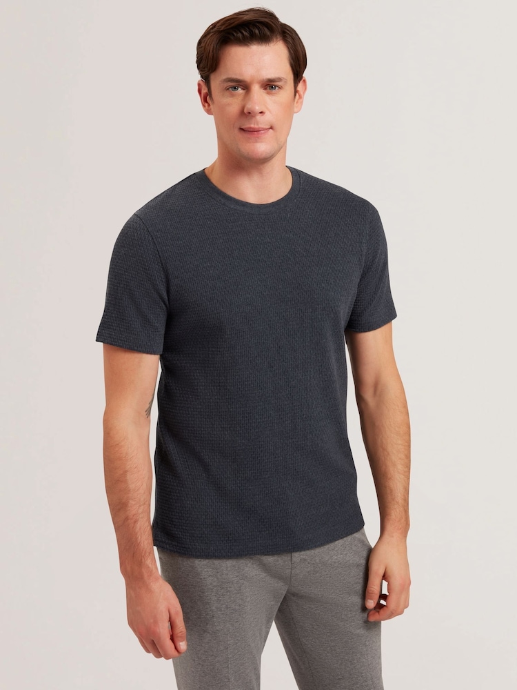 Ted Baker Blue Curlys Short Sleeve Regular Textured T-Shirt - Image 2 of 6