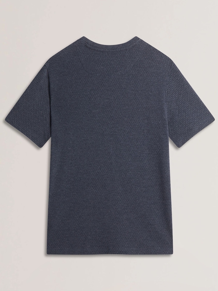 Ted Baker Blue Curlys Short Sleeve Regular Textured T-Shirt - Image 6 of 6 Ted Baker Blue Curlys Short Sleeve Regular Textured T-Shirt - Image 6 of 6