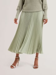 Ted Baker Green Siko Pleated Midi Elasticated Waistband Skirt - Image 2 of 5