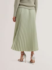 Ted Baker Green Siko Pleated Midi Elasticated Waistband Skirt - Image 3 of 5