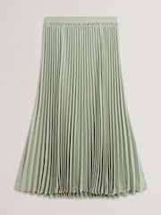 Ted Baker Green Siko Pleated Midi Elasticated Waistband Skirt - Image 4 of 5