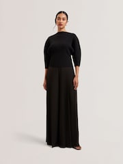Ted Baker Black Pleata Box Pleat Wide Leg Trousers - Image 1 of 5