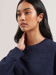Ted Baker Blue Jjosiee Floral Embroidered Long Sleeve Sweatshirt - Image 3 of 4