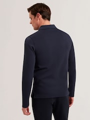 Ted Baker Kalend Long Sleeve Zip Herringbone Polo Shirt - صورة 3 من 6