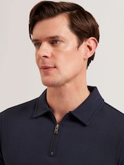 Ted Baker Kalend Long Sleeve Zip Herringbone Polo Shirt - صورة 4 من 6