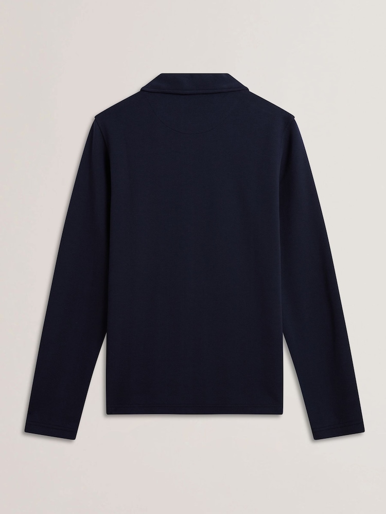 Ted Baker Kalend Long Sleeve Zip Herringbone Polo Shirt - صورة 6 من 6