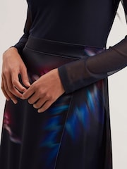 Ted Baker Blue Lilabel Mesh Top Printed Skirt Midi Dress - Image 2 of 5