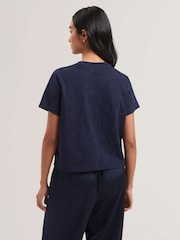 Ted Baker Blue Agaly Short Sleeve All Over Embroidered Boxy T-Shirt - Image 2 of 6