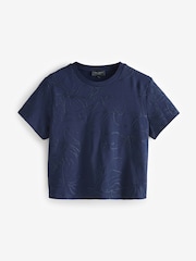 Ted Baker Blue Agaly Short Sleeve All Over Embroidered Boxy T-Shirt - Image 5 of 6
