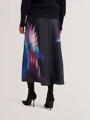 Ted Baker Blue Gilao Printed Midi Bias Cut Skirt - Image 2 of 5
