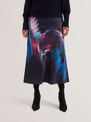 Ted Baker Blue Gilao Printed Midi Bias Cut Skirt - Image 3 of 5