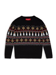 Threadboys Black Crew Neck Christmas Jumper - Image 3 of 5