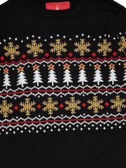 Threadboys Black Crew Neck Christmas Jumper - Image 5 of 5