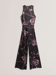 Ted Baker Black Beckkie Printed Wide Leg Jumpsuit with Pleat Detail - Image 5 of 5