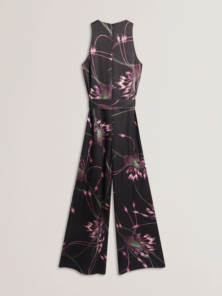 Ted Baker Black Beckkie Printed Wide Leg Jumpsuit with Pleat Detail - Image 5 of 5 Ted Baker Black Beckkie Printed Wide Leg Jumpsuit with Pleat Detail - Image 5 of 5