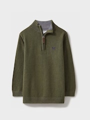 Crew Clothing Company Green 100% Cotton Heritage Half Zip Knit Sweater - Image 2 of 4