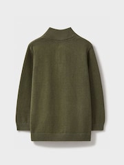 Crew Clothing Company Green 100% Cotton Heritage Half Zip Knit Sweater - Image 3 of 4