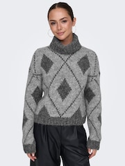 JDY Black Long Sleeve Jacquard Knitted Jumper - Image 5 of 6