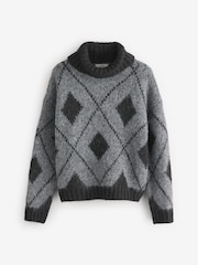 JDY Black Long Sleeve Jacquard Knitted Jumper - Image 6 of 6