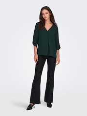 JDY Black High Waisted Coated Flared Jeans - Image 2 of 7