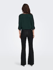 JDY Black High Waisted Coated Flared Jeans - Image 3 of 7