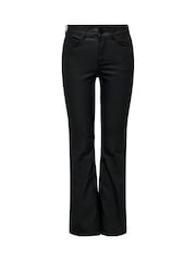 JDY Black High Waisted Coated Flared Jeans - Image 6 of 7