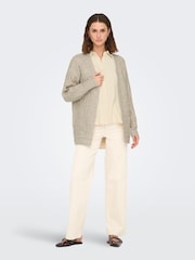 JDY Grey Long Sleeve Open Knit Cable Cardigan - Image 2 of 7