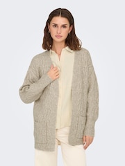 JDY Grey Long Sleeve Open Knit Cable Cardigan - Image 4 of 7
