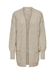 JDY Grey Long Sleeve Open Knit Cable Cardigan - Image 6 of 7