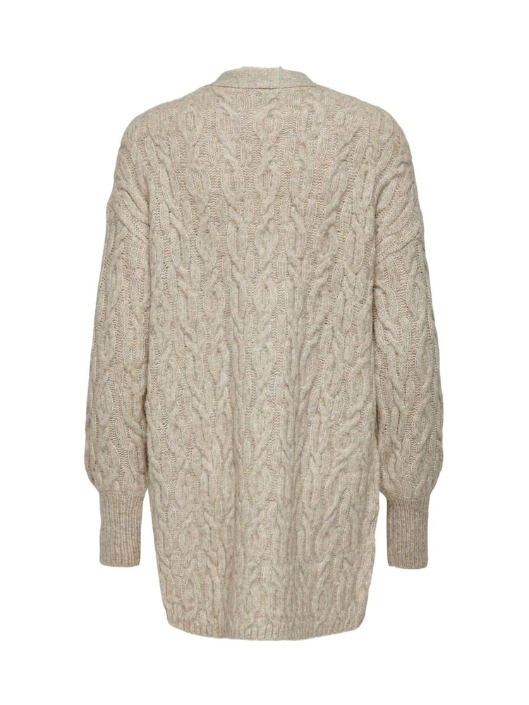 JDY Grey Long Sleeve Open Knit Cable Cardigan - Image 7 of 7