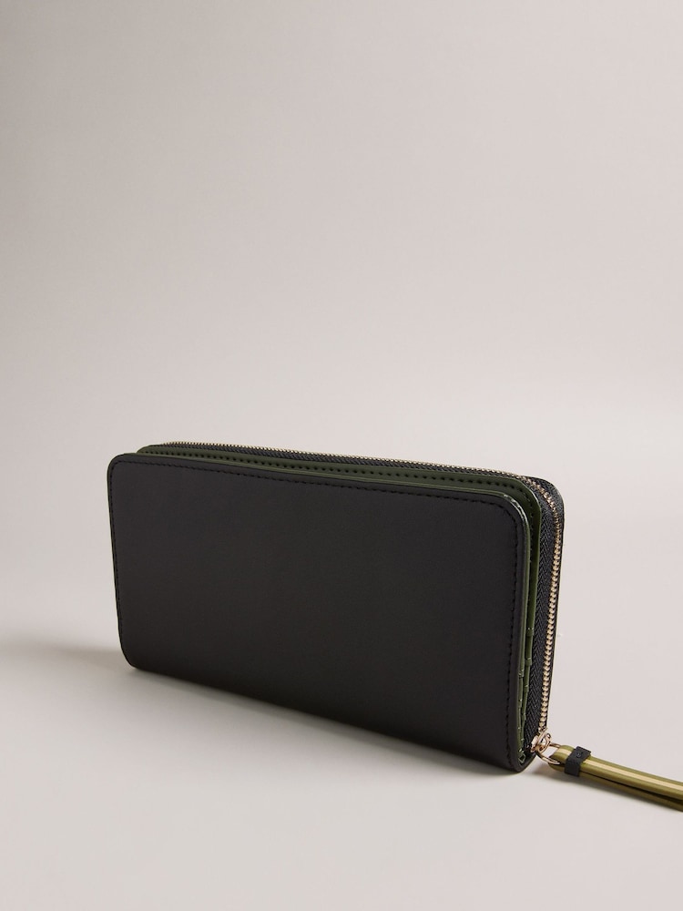 Ted Baker Black Large Darciea Branded Webbing Zip Around Purse - Image 1 of 3