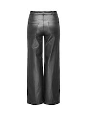 JDY Grey High Waisted Wide Leg Metallic Coated Jeans - Image 2 of 2