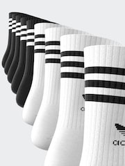 adidas Originals Black/White 3-Stripe Socks 10 Pack - Image 7 of 9