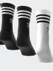 adidas Originals Black/White 3-Stripe Socks 10 Pack - Image 8 of 9