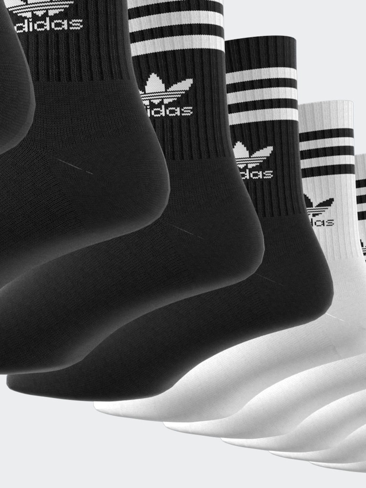 adidas Originals Black/White 3-Stripe Socks 10 Pack - Image 9 of 9