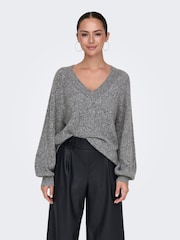 JDY Grey Long Sleeve Sparkle Knitted Jumper - Image 1 of 6